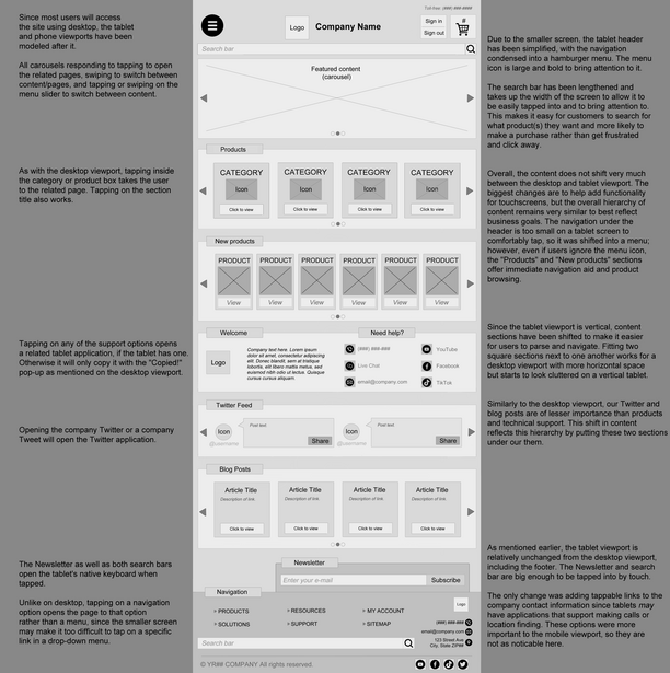 Website tablet breakpoint design.