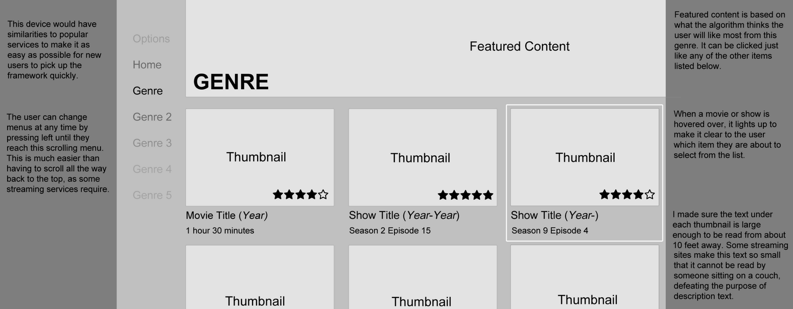 Streaming service content selection.