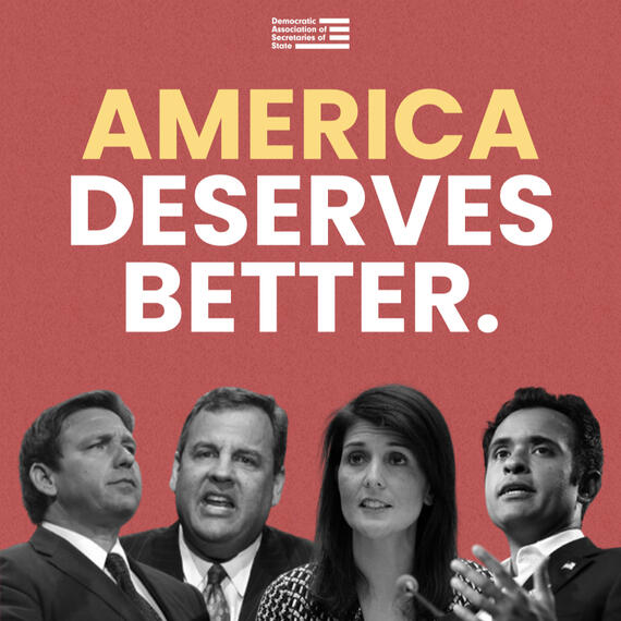 An anti-GOP graphic created ahead of one of the 2024 Republican debates.